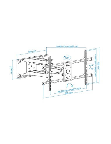 LP3790TN-B soporte para TV 2,29 m (90") Negro