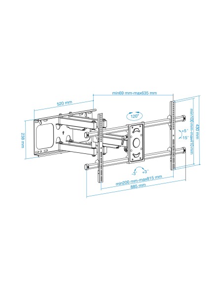LP3790TN-B soporte para TV 2,29 m (90") Negro