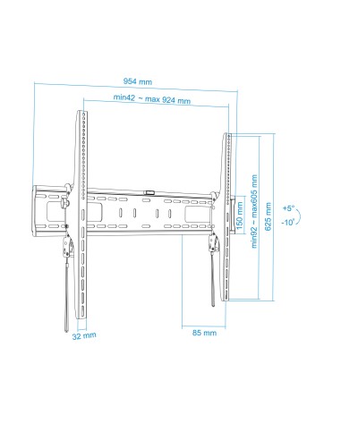 Soporte de Pared Inclinable para Monitor / TV LCD, Plasma de 60-100, Negro