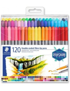 Estuche 120 rotuladores doble punta 3200 colores surtidos