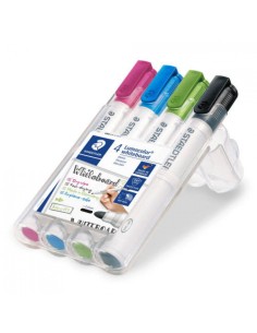 Estuche 4 rotuladores lumocolor whiteboard marker 351 colores surtidos