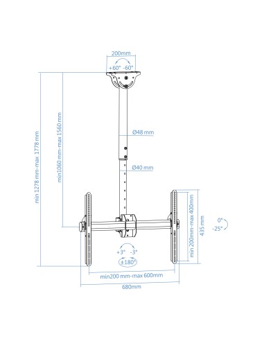 LPCE1170TSLI-B soporte para pantalla de señalización 177,8 cm (70") Negro