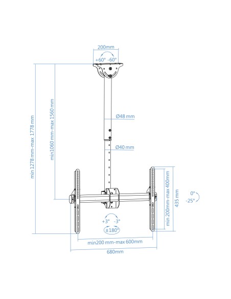 LPCE1170TSLI-B soporte para pantalla de señalización 177,8 cm (70") Negro