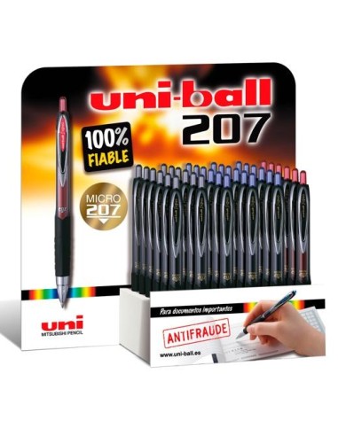 UNIBALL EXPOSITOR ROLLERBALL SIGNO 207/3D RETRÁCTIL ROJO-AZUL-NEGRO -36U-