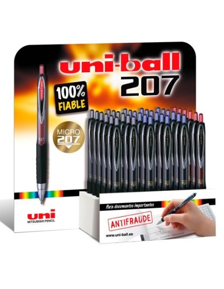 UNIBALL EXPOSITOR ROLLERBALL SIGNO 207/3D RETRÁCTIL ROJO-AZUL-NEGRO -36U-