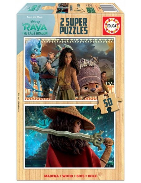 Raya ampthe last dragon puzzle madera 2x50 piezas
