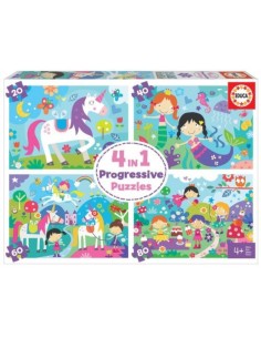 MUNDO DE FANTASIA 4 IN 1 PUZZLES 20 40 60 80 PIEZAS