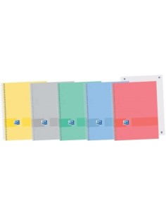 Paq 5 cuaderno espiral a5 80h 90g liso microperforado oxfordampyou colores surtidos