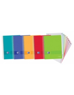 Paq 5 cuaderno espiral A4 160hojas 90g cuadricula 5x5 ebook8 liveampgo colores vivos