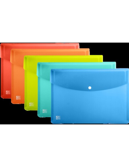 Paq 5 carpeta sobre plastico a5 cierre broche surtidos