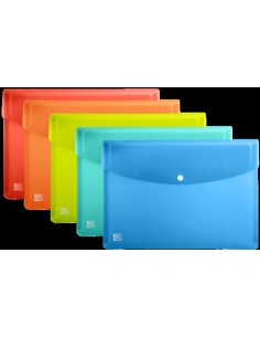 PAQ 5 CARPETA SOBRE PLASTICO A4 CIERRE BROCHE SURTIDOS