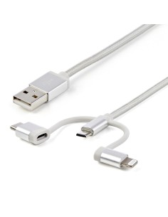 Cable Trenzado de 1m USB a Lightning USB-C y Micro USB - Cable Cargador para Teléfono Móvil iPhone iPad Tablet 2