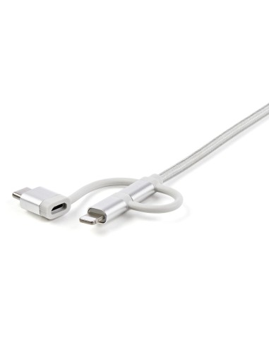 Cable Trenzado de 1m USB a Lightning USB-C y Micro USB - Cable Cargador para Teléfono Móvil iPhone iPad Tablet