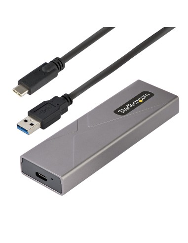 Caja Externa de Aluninio USB-C 10Gbps a NVMe M.2 o SSD M.2 SATA - Sin Herramientas para SSD M.2 NGFF PCIe/SATA - con Cables USB
