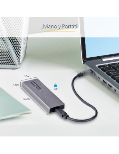 Caja Externa de Aluninio USB-C 10Gbps a NVMe M.2 o SSD M.2 SATA - Sin Herramientas para SSD M.2 NGFF PCIe/SATA - con Cables USB