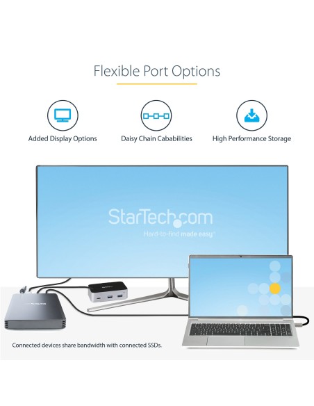 Caja Thunderbolt 3&trade  de 4 Bahías NVMe M.2 para SSD, con 1 Puerto de Vídeo DisplayPort y 2 Thunderbolt 3, 40gbps, con Fuent