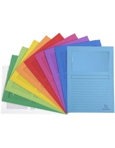 Paq 25 subcarpetas a4 con ventana 120g colores vivos surtidos