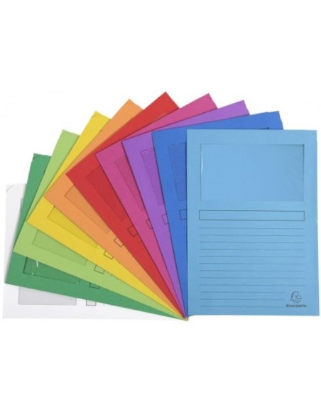 Paq 25 subcarpetas a4 con ventana 120g colores vivos surtidos