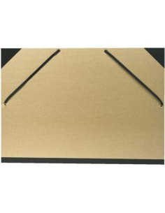 Carpeta dibujo carton con gomas a3 kraft natural con lomo y cantos de tela