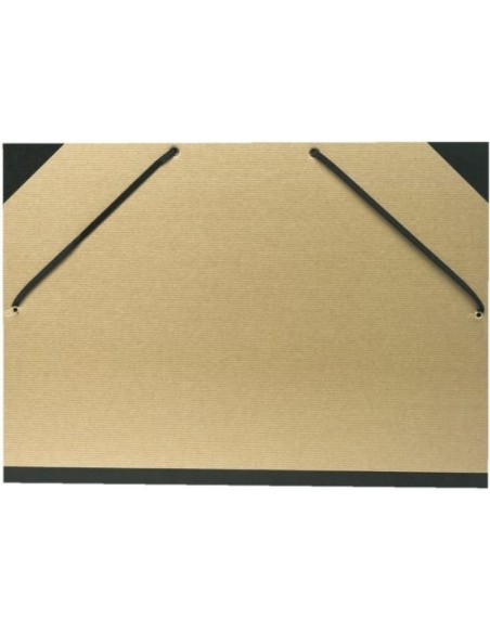 Carpeta dibujo carton con gomas a3 kraft natural con lomo y cantos de tela