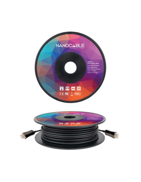 Cable HDMI V2.1 AOC 8K@60Hz 4K@120Hz 48Gbps A/M-A/M, Negro, 30 m