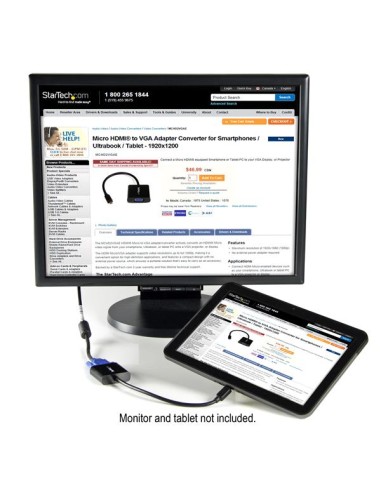 Adaptador Conversor Micro HDMI a VGA para Smartphones / Ultrabooks / Tabletas - 1920x1080