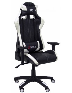 SILLA CON RUEDAS PARAISO GAMING SIMILPIEL NEGRA Y BLANCA