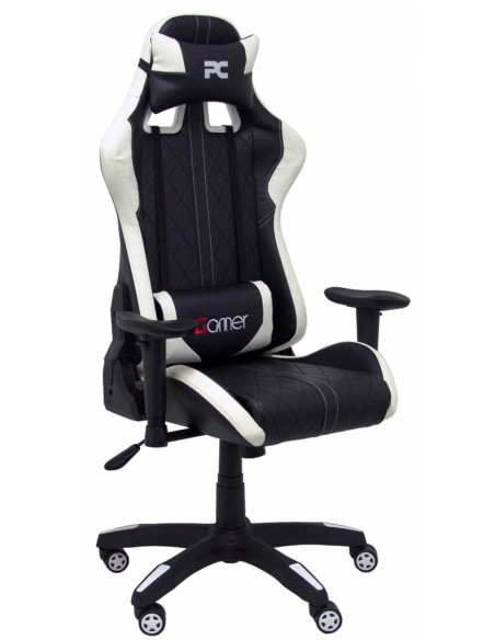 SILLA CON RUEDAS PARAISO GAMING SIMILPIEL NEGRA Y BLANCA
