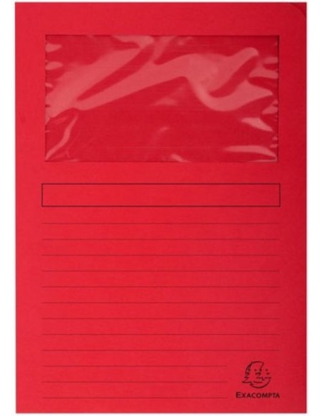 Paq 25 subcarpetas a4 con ventana 120g color rojo