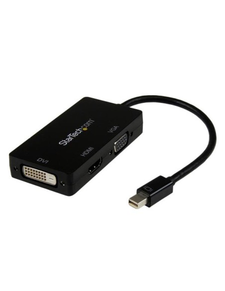 Adaptador Conversor de Mini DisplayPort a VGA DVI o HDMI - Convertidor A/V 3 en 1 para viajes