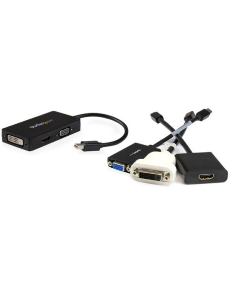 Adaptador Conversor de Mini DisplayPort a VGA DVI o HDMI - Convertidor A/V 3 en 1 para viajes