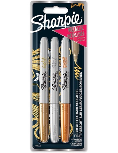 Estuche 3 rotuladores sharpie fino colores metalicos