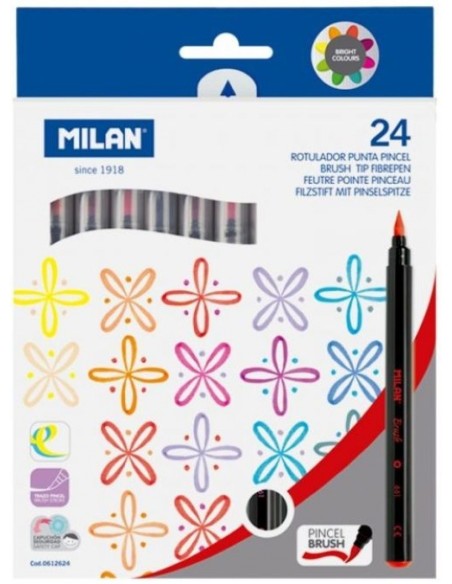 ESTUCHE 24 ROTULADORES PUNTA PINCEL BASE AGUA