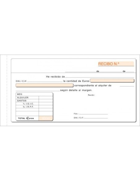 PAQ 10 TALONARIO RECIBO ALQUILER DUPLICADO CON IGIC