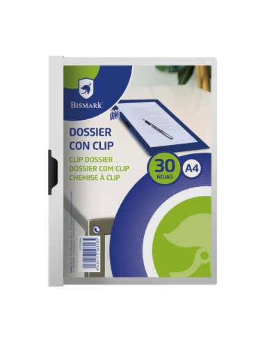 PAQ. 5 DOSSIER CLIP BISMARK A4 BLANCO PP