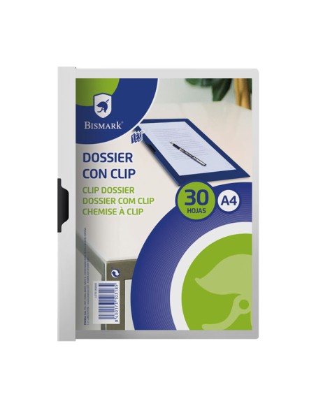 PAQ. 5 DOSSIER CLIP BISMARK A4 BLANCO PP