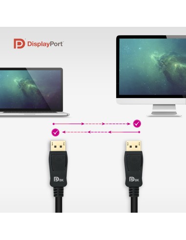 Cable DISPLAYPORT 1.4 CERTIFICADO VESA, DP/M  DP/M, Negro, 1.5 m