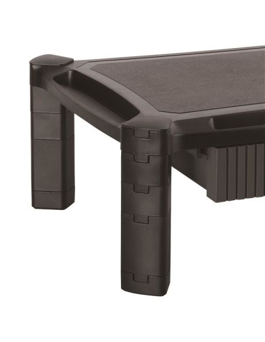 Base con Cajón para Monitor - de Altura Ajustable con Columnas Apilables - con Soporte para Pantallas hasta 32 Pulgadas