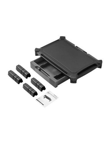 Base con Cajón para Monitor - de Altura Ajustable con Columnas Apilables - con Soporte para Pantallas hasta 32 Pulgadas