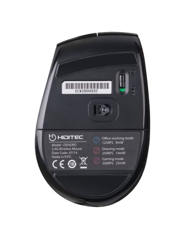 Dendro ratón mano derecha RF inalámbrico Óptico 2000 DPI