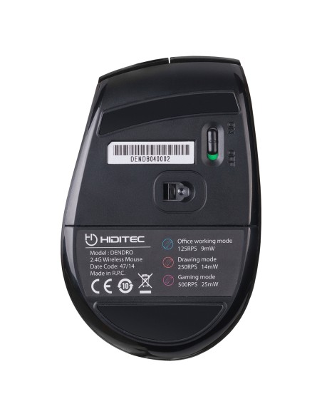 Dendro ratón mano derecha RF inalámbrico Óptico 2000 DPI Dendro ratón mano derecha RF inalámbrico Óptico 2000 DPI