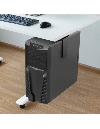 Soporte Giratorio Antirrobo y Altura Personalizable para CPU para Montaje por Debajo de Escritorio o a La Pared