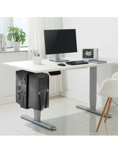Soporte Giratorio Antirrobo y Altura Personalizable para CPU para Montaje por Debajo de Escritorio o a La Pared