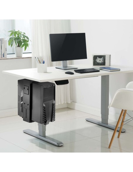 Soporte Giratorio Antirrobo y Altura Personalizable para CPU para Montaje por Debajo de Escritorio o a La Pared