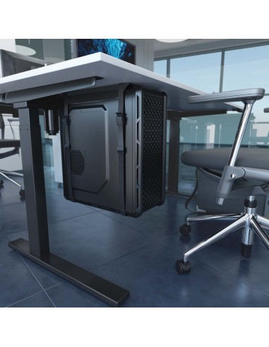 Soporte para CPU Debajo de Escritorio con Correa, Negro