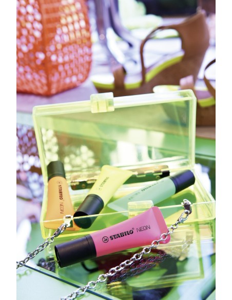  C/10 marcadores fluorescentes stabilo neon amarillo 