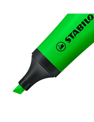  C/10 marcadores fluorescentes stabilo neon verde 