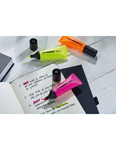  C/10 marcadores fluorescentes stabilo neon rosa 