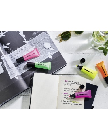  C/10 marcadores fluorescentes stabilo neon magenta 