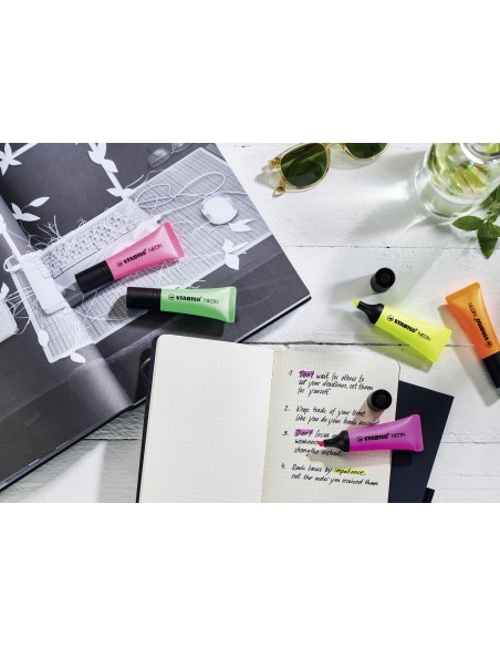  C/10 marcadores fluorescentes stabilo neon magenta 